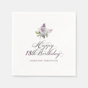 18. Geburtstag Lila Lilac Spring Blume Cocktail Serviette