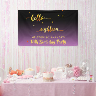 18. Geburtstag lila schwarzer hello 18-Skriptname Banner