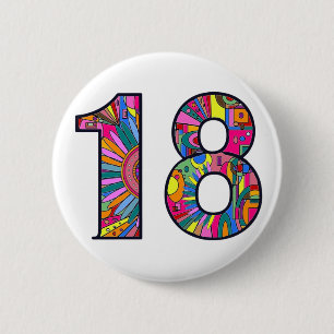 18. Geburtstag Mandela 18 Hippie-Chic farbenfroh l Button