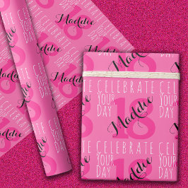 18. Geburtstag Moderne rosa Typografie Geschenkpapier