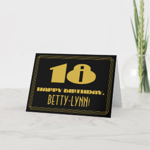18. Geburtstag: Name + Art Deco inspiriertes Ausse Karte