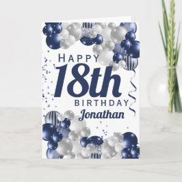 18. Geburtstag Navy Blue Balloons Karte
