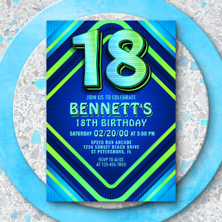 18. Geburtstag Neon Einladung