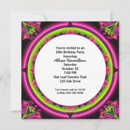18. Geburtstag Neon Kaleidoscope Einladung