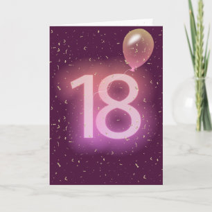 18. Geburtstag Neon-Schild und Ballon Karte