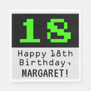 18. Geburtstag - Nerdy / Geeky Style "18" & Name Serviette