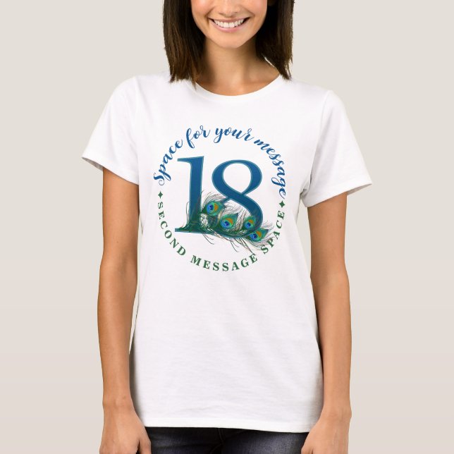 18. Geburtstag oder Jubiläum Pfauenfedern T-Shirt (Vorderseite)