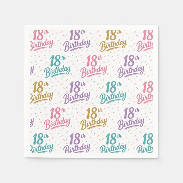 18. Geburtstag Papier Servietten, 18. Geburtstag P Serviette (Vorderseite)