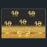 18. Geburtstag Party chic Gold Bogen Funkel schwar Seidenpapier<br><div class="desc">Elegant,  klassisch,  glamourös und feminin.  Ein goldfarbener Bogen mit goldenem Glitzer und Funkeln in den Imitaten,  ein bisschen Blu und Luxus für eine 16. Geburtstagsparty.  Schwarzer Hintergrund Vorlagen für ihren Namen,  Alter 18,  Geburtsdatum und Jahrestag.</div>
