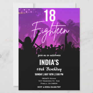 18. Geburtstag Party Rosa Neon Einladung
