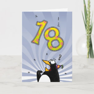 18. Geburtstag - Pinguin-Überraschungs-Karte Karte
