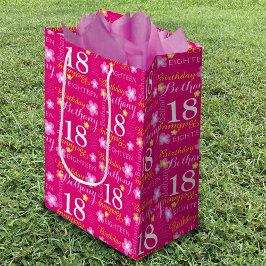 18. Geburtstag pinkfarbener individuelle Name Gesc Mittlere Geschenktüte