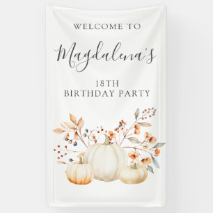 18. Geburtstag Pumpkin Herbstlaub Vertikale Außenw Banner
