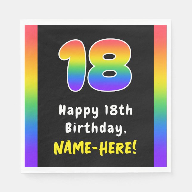 18. Geburtstag: Rainbow Spectrum # 18, Individuell Serviette (Vorderseite)