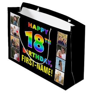 18. Geburtstag: Regenbogentext, benutzerdefinierte Große Geschenktüte