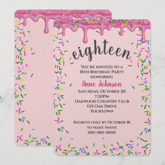 18. Geburtstag rosa Icing und Sprinkles Einladung