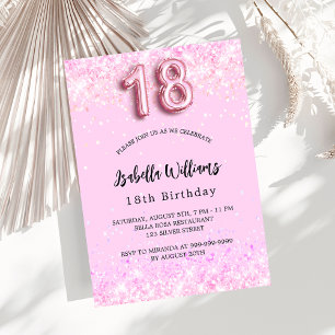 18. Geburtstag rosa Konfetti Mädchenparty Einladungspostkarte