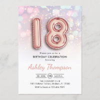 18. Geburtstag - Rose Gold Balloons Rosa Leuchten