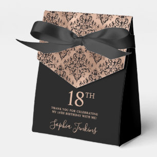 18. Geburtstag Rose Gold Damast Danke Geschenkschachtel