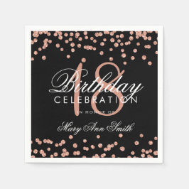 18. Geburtstag Rose Gold Glitzer Confetti Black Serviette