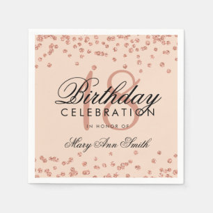 18. Geburtstag Rose Gold Glitzer Confetti White Serviette
