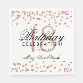 18. Geburtstag Rose Gold Glitzer Confetti White Serviette