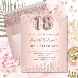 18. Geburtstag Rose Gold Glitzer Einladung