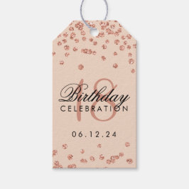 18. Geburtstag Rose Gold Imitate Glitzer Confetti Geschenkanhänger