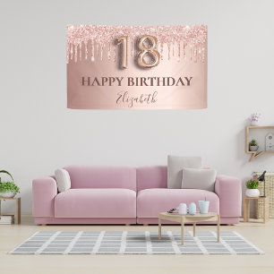 18. Geburtstag Rose Gold rosa Tropfen Banner