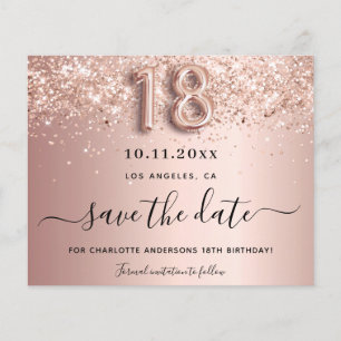 18. Geburtstag Roségold Schimmer Save-the-Date-Kar