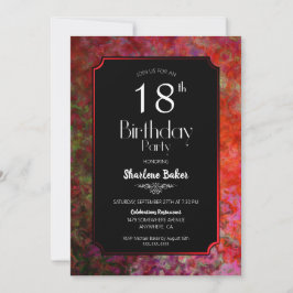 18. Geburtstag Rotes und Schwarzes Party Einladung