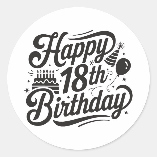18. Geburtstag Runder Aufkleber (Vorderseite)
