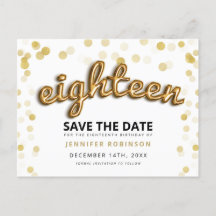 18. Geburtstag Save the Date Gold Balloons Glitzer