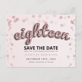 18. Geburtstag Save the Date Rose Gold Blush Pink Ankündigungspostkarte