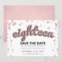 18. Geburtstag Save the Date Rose Gold Glitzer