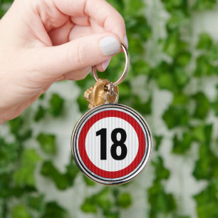 18. Geburtstag Schild mit Geschwindigkeitsbegrenzu Schlüsselanhänger