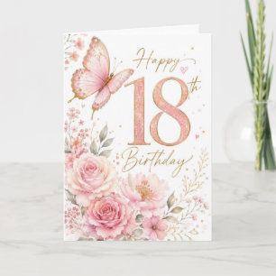 18. Geburtstag Schmetterling Floral Geburtstag Karte
