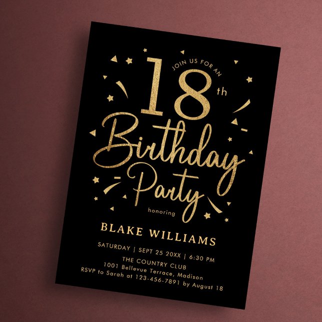 18. Geburtstag Schwarz Gold Einladung (Von Creator hochgeladen)