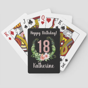 18. Geburtstag schwarze Blüte Spielkarten