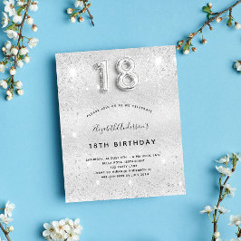18. Geburtstag silber Glitzer glamourös Einladungspostkarte