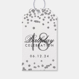 18. Geburtstag Silver Imitats Glitzer Confetti Whi Geschenkanhänger