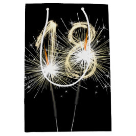18. Geburtstag Sparklers auf schwarz Mittlere Geschenktüte