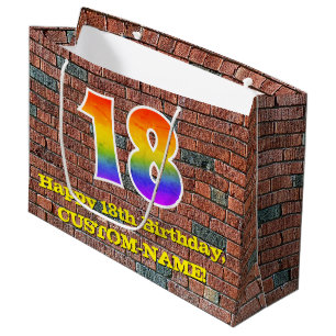 18. Geburtstag: Spaß, Graffiti-Inspiriert Regenbog Große Geschenktüte