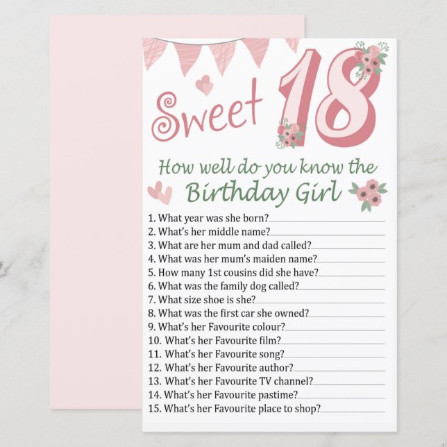 18. Geburtstag Wie gut kennst du den Geburtstag? (Vorne/Hinten)