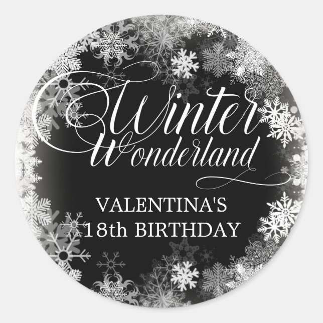 18. Geburtstag Winterwonderland Snowflake Gefallen Runder Aufkleber (Vorderseite)