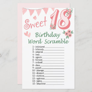 18. Geburtstag Word Scramble Game