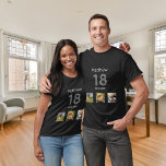 18. Geburtstags Foto Monogramm Junge T-Shirt<br><div class="desc">Für einen 18. Geburtstag als Geschenk oder für das Party. Eine Collage von 3 Fotos von Freunden,  Familie,  Interesse oder Haustieren. Personalisieren und fügen Sie seinen Namen,  Alter 18 und ein Datum. Geburtsdatum oder Geburtsdatum der Geburtstagsparty. Grauer und weißer Text.</div>