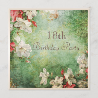 18. Geburtstags-Party-Shabby Chic-Hibiskus-Blumen Einladung