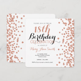18. Geburtstags-Rosen-GoldImitat-GlitzerConfetti Einladung