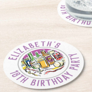 18. Geburtstags-Rundpapier-Untersetzer Runder Pappuntersetzer